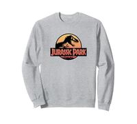 Jurassic Park Classic Retro Full Sunset Logo Sudadera, Unisex para Adultos, Gris Jaspeado, L