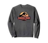 Jurassic Park Classic Retro Full Sunset Logo Sudadera, Unisex para Adultos, Jaspeado Oscuro, XL