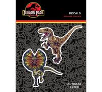 Jurassic Park Dinosaurio Juego de 2 pegatinas de vinilo impermeables Dilophosaurus Velociraptor para coche camión botella de agua portátil monopa