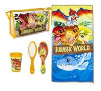 Jurassic Park - Neceser de Viaje Incluye un Cepillo para el Pelo, Toalla de Microfibra y Vaso Multiusos para niños, Multicolor - Parque Jurásico, Estándar, Moderno