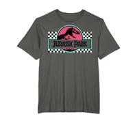 Jurassic Park Retro Colors Checkered Logo Camiseta