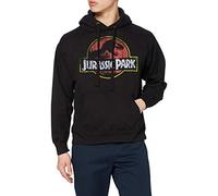 Jurassic Park Capucha con Logotipo Envejecido Sudadera, Negro (Black Blk), S para Hombre