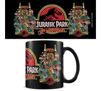 Jurassic Park - Taza en caja de regalo (diseño de logotipo del 30 aniversario), juego de regalo de taza negra de 325 ml, taza de café de cerámica Jurassic Park - Producto oficial de Jurassic Park