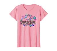 Jurassic Park Tropical Floral Logo Camiseta, Mujer, Rosado, XXL