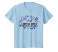 Jurassic Park Tropical Floral Logo Camiseta, Niños, Azul Bebé, 8 años