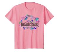 Jurassic Park Tropical Floral Logo Camiseta, Niños, Rosado, 2 años
