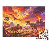 Jurassic Period 1000 Piece Puzzle Papel reciclable Dinosaur Extinction Puzzle for Adultos Divertido Present & Actividad para el hogar Great Regalo Idea for Hombres 52x38cm/1000pcs