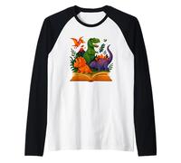 Jurassic Reading Club - Camiseta divertida para niños de Dino Science Camiseta Manga Raglan