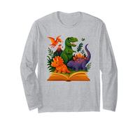 Jurassic Reading Club - Camiseta divertida para niños de Dino Science Manga Larga