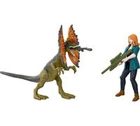 Jurassic World Dominion Claire y Dilophosaurus Human and Dino Pack con 2 figuras de acción y accesorios, juego de regalo de juguete y coleccionable