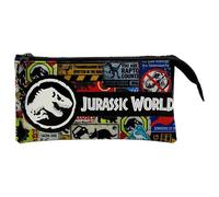 Jurassic World-Estuche Triple, Portatodo, Material Escolar, Portalápices, Estuche, Mutlicolor, Unisex, Complementos, Producto Oficial (CyP Brands)