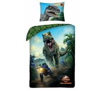 Jurassic World Funda Nórdica Cama 90 140x200 + Funda Almohada 70x90 Algodón | Ropa de cama reversible | Algodón natural transpirable | Licencia oficial | Niños | Regalo | Lavable a máquina