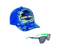 Jurassic World Gorra y Gafas de Sol para Niños, Gafas de Sol Protección UV, Gorra de Verano, Gorro de Beisbol Infantil | Azul