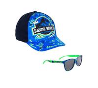 Jurassic World Gorra y Gafas de Sol para Niños, Gafas de Sol Protección UV, Gorra de Verano, Gorro de Beisbol Infantil | Azul Oscuro