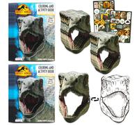 Jurassic World Juego de máscaras para fiestas, paquete de 12 máscaras de velociraptor, calcomanías, más | Suministros de fiesta de dinosaurios para niños y niñas