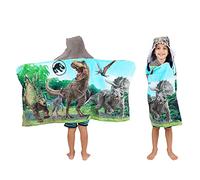 Jurassic World Kids - Toalla de rizo de algodón suave con capucha para baño, piscina, playa, 24 x 50 pulgadas (producto oficial) Franco