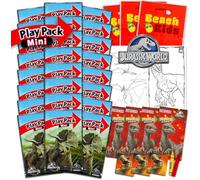 Jurassic World Mini juego de recuerdos de fiesta para niños, paquete de 24 mini paquetes de juego de parque jurásico con páginas para colorear, calcomanías, más | Suministros de fiesta de cumpleaños