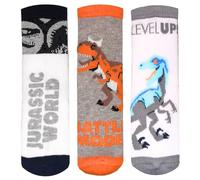 Jurassic World Paquete de 3 calcetines de dinosaurio para niños, calcetines tobilleros para niños, naranja, 9-11.5 UK Child