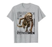 Jurassic World Rebirth Distortus Rex Ingen Species File Camiseta, Hombre, Gris Jaspeado, S