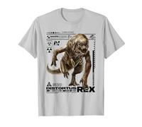 Jurassic World Rebirth Distortus Rex Ingen Species File Camiseta, Hombre, Plata, S