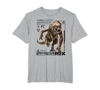 Jurassic World Rebirth Distortus Rex Ingen Species File Camiseta, Hombre Tallas Grandes, Gris Jaspeado, 5X Alto