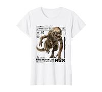 Jurassic World Rebirth Distortus Rex Ingen Species File Camiseta, Mujer, Blanco, S