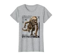 Jurassic World Rebirth Distortus Rex Ingen Species File Camiseta, Mujer, Gris Jaspeado, L