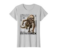 Jurassic World Rebirth Distortus Rex Ingen Species File Camiseta, Mujer, Plata, S