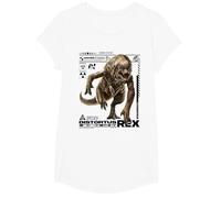 Jurassic World Rebirth Distortus Rex Ingen Species File Camiseta, Niñas, Blanco, L