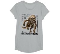 Jurassic World Rebirth Distortus Rex Ingen Species File Camiseta, Niñas, Gris Jaspeado, L