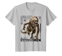 Jurassic World Rebirth Distortus Rex Ingen Species File Camiseta, Niños, Plata, 6 años