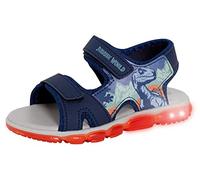 Jurassic World Sandalias deportivas iluminadas para niños Dino punta abierta Easy Fasten Kids Summer Shoes, Blue, 27 EU