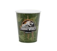 Jurassic World - Vasos de papel (250 ml, 6 unidades, con diseño de Saurier, desechables, para cumpleaños y fiestas temáticas, decoración de mesa y accesorios para fiestas, color verde y marrón)