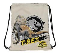 JURASSIC WORLD WARNING - Mochila Saco Plano Grande, Mochila, Ideal para Niños de Diferentes Edades, Cómoda y Versátil, Calidad y Resistencia, 35x40 cm, Color Gris