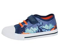 Jurassic World Zapatillas Deportivas de Lona para niños Dino Plimsolls Dinosaurio Easy Touch Fasten, Blue, 26 EU