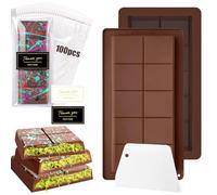 Jurcicat 2 Piezas Molde Chocolate Silicona BPA Libre Molde de Silicona Barra de Chocolate Para Molde Turron Silicona Molde de Chocolate DIY Para Bombones de Chocolate Praliné (Dubai)