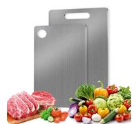 JurciCat 2 Piezas Tabla de Cortar de Titanio Doble Cara Tabla Cortar Acero Inoxidable Para Carne Pan Verduras y Fruta