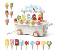 JurciCat Heladeria Juguete Madera Accesorios De Cocina para Juegos De rol con Espacio De Almacenamiento para Niños A Partir De 3 Años Juguetes Educativos Cumpleaños (Blanco)