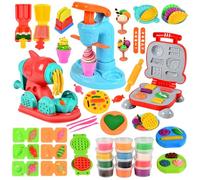 JurciCat Juego De Accesorios Plastilina para Niños 51 Piezas DIY Herramientas De Plastelina Burger Maker Pasta Maker Ice Cream Maker Accesorios Arcilla Amasar Juguete Regalo para 3+ Años Niña Y Niño