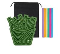 JurciCat Juguetes SensorialesTablero con Bolsa De Viaje Y 12 Cordones AccesoriosTablero Sensorial De Silicona Doble Cara Azul para Niños Desde 3 Años Y Adultos Juego Actividadesl (Verde Militar