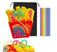 JurciCat Juguetes SensorialesTablero con Bolsa De Viaje Y 20 Cordones AccesoriosTablero Sensorial De Silicona Doble Cara Azul para Niños Desde 3 Años Y Adultos Juego Actividadesl (de Color