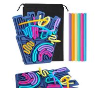 JurciCat Juguetes SensorialesTablero con Bolsa De Viaje Y 20 Cordones AccesoriosTablero Sensorial De Silicona Doble Cara Azul para Niños Desde 3 Años Y Adultos Juego Actividadesl (Azul Marino