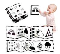 JurciCat Libro Sensorial Bebe Libro Tela Bebé Libro Blanco y Negro Recien Nacido Estimulacion Visual Temprana Juguetes para Niños Pequeños a partir de 0 3 6 Meses