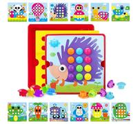 JurciCat Mosaicos Infantiles 12 Cartas y 46 Botones Juego pinchos colores niños juguete educativo Juguetes niños 2 años Regalos de cumpleaños para niños Regalos preescolares(Erizos)