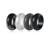 Jurikko Alianza de boda de silicona para hombre, 8 mm de ancho, diseño de camuflaje, ajuste cómodo, 4 anillos, Silicona, Sin piedras preciosas