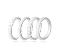 Jurikko Anillos de boda apilables de silicona para ella, cómodos anillos de compromiso de goma fina trenzada, 4 anillos, Silicona, Sin piedras preciosas