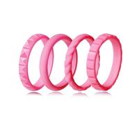 Jurikko Anillos de boda apilables de silicona para ella, cómodos anillos de compromiso de goma fina trenzada, 4 anillos, Silicona, Sin piedras preciosas
