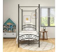 JURMERRY Marco de Cama con Dosel de 3 pies, tamaño Individual con cabecera y Estribo de Estilo Europeo ornamentado, de Acero Resistente, se Adapta Perfectamente a tu colchón, Todas