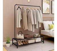 JURMERRY Percheros Burro Independiente con Barra Superior Metal de 2 niveles con interior de oficina en casa,Negro