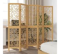 Juroupi Biombo Separador de 5 Paneles biombos Exterior Jardin biombos separadores biombos Decorativos Madera Maciza Paulownia marrón - 358869